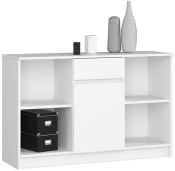 Akord Furniture Factory Sideboard B17 1 Schublade 1 Tür 6 Einlegeböden Weiß 120x40x77cm