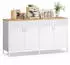Songmics Aufbewahrungsschrank Metall 4 Türen Verstellbarer Einlegeboden 40x141x76cm Wolkenweiß-Eichenbeige (LSC205WC01)