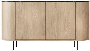 Mirjan24 Lygrint 140 2D Kommode 2 Drehtüren, 139x40x75cm, Eiche Cremona/Marmor Schwarz