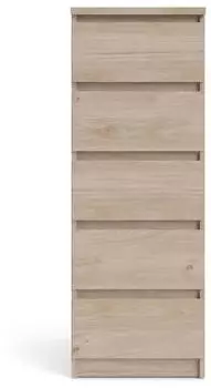 Furniture To Go Naia Schmale Kommode mit 5 Schubladen, Eiche-Optik, 50cm