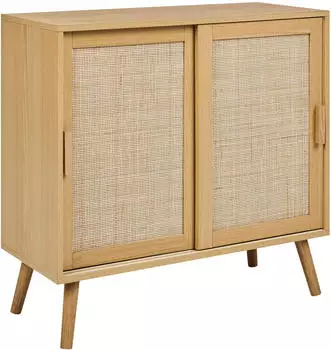 Beliani Hodgen Schrank 2 Türen Rattan Hellbraun (Hodgen)