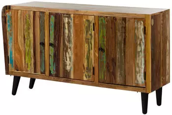 Massivmoebel24 Sixties #111 Sideboard Altholz massiv 150x45x86cm mehrfarbig lackiert (09-312-815-0011)