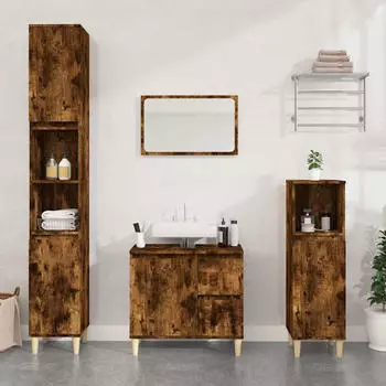 vidaXL Badezimmerschrank Rauchige Eiche 65x33x60cm Holzwerkstoff (819825)
