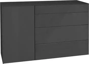 M&auml;usbacher Imola Kommode 2 Schubladen, anthrazit matt/Glas anthrazit glanz, 131x89x42cm (71488462-0)