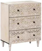 vidaXL Aufbewahrungs-Sideboard Wei&szlig; 60 x 33,5 x 75 cm Massivholz Mango