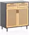 Finebuy Sideboard 80x86,5cm Schwarz mit Wiener Geflecht, 2 Türen (FB100063)