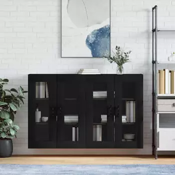 vidaXL Wandschr&auml;nke 2 Stk. Schwarz Holzwerkstoff (3197962)