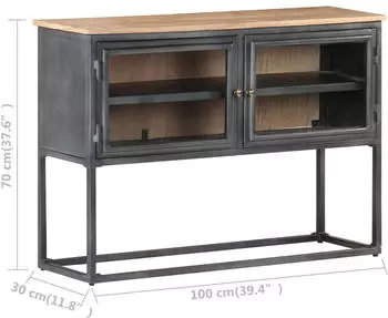 vidaXL Sideboard Akazienholz Massiv Grau 100x30x70cm