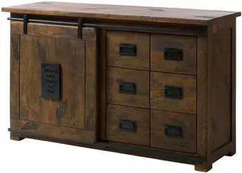 Massivmoebel24 Railway 421 Sideboard Mangoholz ge&ouml;lt 140x45x85cm braun (09-312-772-3019)