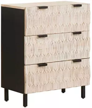 vidaXL Sideboard Massivholz Mango Wei&szlig; Gewaschen 3 Schubladen 60x33x75cm (4017867)