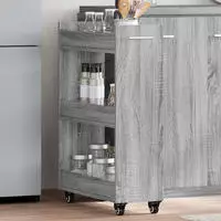 vidaXL Schrank mit Rollen Grau Sonoma 60x22x79 cm Holzwerkstoff