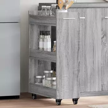 vidaXL Mehrzweckschrank mit Rollen Grau Sonoma 60x22x79cm Holzwerkstoff (840420)