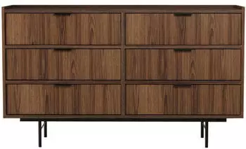 Beautysofa Evron Kommode 6 Schubladen, Walnuss Dunkelbraun, 150x90x40cm