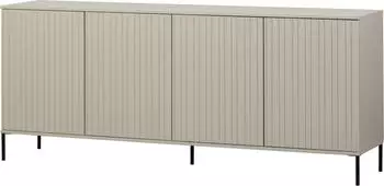 Woood Gravure Sideboard Kiefernholz 200cm, Hellgrau Dust, Push-to-Open (35756220)