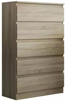 Masseno ADRIANO Kommode 5 Schubladen 70x33x112cm Sonoma Eiche (ARIEL 1 OAK SONOMA)