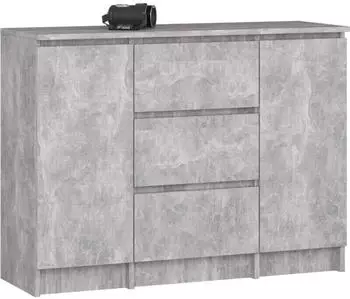 Akord Furniture Factory K100 Kommode 2 Türen 3 Schubladen Betonoptik 101x76x35cm (KOMMK1002D3SZBETPK)