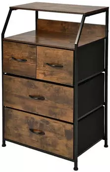 Costway Sideboard mit 4 Stoffschubladen & Metallrahmen, 60x39x96cm