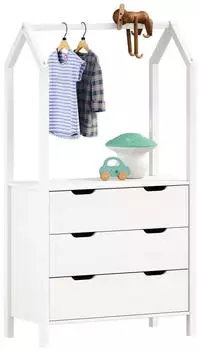 Idimex Amira Kinderzimmer-Kommode Kiefer massiv weiß, 3 Schubladen, 83x152x41cm