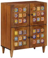 vidaXL Sideboard mit Speicher Walnuss 60 x 33 x 75 cm Massivholz Mango