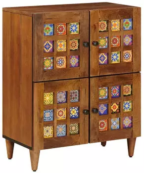 vidaXL Sideboard mit T&uuml;r Walnuss 60x33x75cm Massivholz Mango (4018250)