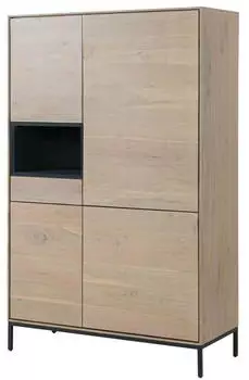 Massivmoebel24 Chicago Highboard Akazie 111x45x175cm grau-wei&szlig; ge&ouml;lt (09-310-695-0009)