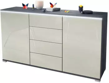 Vladon Faro V1 Sideboard 2 T&uuml;ren, 4 Schubladen, LED-Lichtleiste, 138,5x75,5x35cm