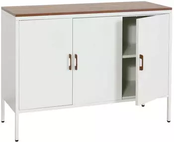 MCW Kommode L84 3 T&uuml;ren Metall Melamin beschichtet 120x90x40cm, wei&szlig; (MCW-L84)