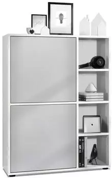 Vladon Cuba Highboard 2 T&uuml;ren, 4 offene F&auml;cher, Wei&szlig; matt/Hellgrau seidenmatt (50009297)