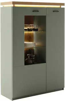 MCA Furniture Moniz 1 Highboard Salbeigr&uuml;n / Eiche Evoke, ohne Beleuchtung (98x144x38cm)