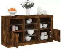 Sideboard Mit Led-leuchten R&auml;uchereiche 123x37x67 Cm Vidaxl