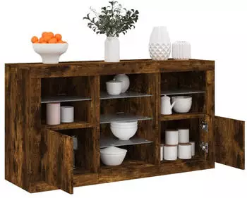vidaXL Sideboard mit LED-Leuchten R&auml;uchereiche 123x37x67cm (3209083)