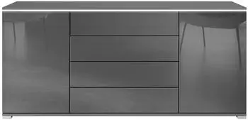 Vladon Sideboard Faro V2 2 T&uuml;ren, 4 Schubladen, LED, 166,5x75,5x35cm (Faro V2)