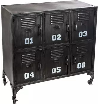 Atmosphera Sevin Schrank 6-t&uuml;rig Metall Schwarz 90x89cm