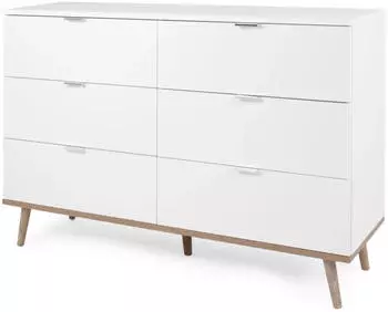 Furn.Design Lundby Schubladenkommode Weiß/Eiche Sonoma 6 Schubladen 120x87cm