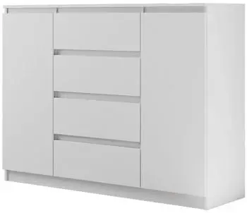 Beautysofa Lemon Sideboard 4 Schubladen 2 Türen Weiß Matt 120cm