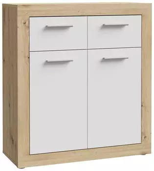 Forte BACCIO Sideboard 2-t&uuml;rig, 2 Schubladen, Artisan Eiche/Wei&szlig;, Holzwerkstoff (80 85)