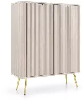 Masseno Zenzero Highboard 2 Türen, Kaschmir/Gold, 103x129x39cm (ZOVA KOMODA K-103 ZŁOTY STELAŻ CASHMERE)