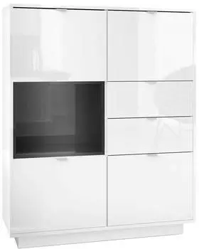 Vladon Metro Highboard 4 T&uuml;ren, 2 Schubladen, Hochglanz (50004857)