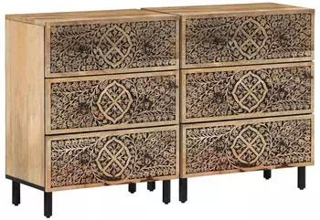vidaXL Beistellschrank 2 Stk. Massivholz Mango 60x33x75cm