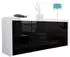 Vladon La Paz V1 Sideboard 2 Türen 4 Schubladen Schwarz/Weiß Hochglanz (167x72x35cm)