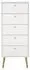 andas Bodo Highboard Weiß, 5 Schubladen, Holzwerkstoff, 50cm Breite