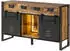 Massivmoebel24 Blackburn Lux Sideboard mit Beleuchtung Mango/Altholz 150x45x90cm natur lackiert/Metall grau (09-312-728-4010)