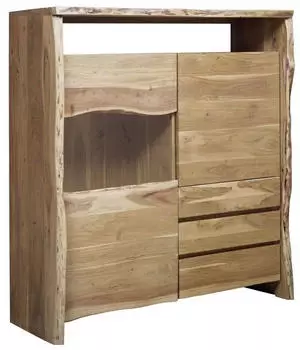 Massivmoebel24 Pure Acacia Highboard Akazie Massivholz 131x45x147cm natur lackiert (09-310-886-7003)