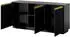 Masseno Maestro Sideboard 3 Türen 154x72x39cm Schwarz (ROYAL KOMODA K-154 CZARNY)