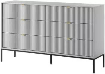 Masseno Stellare Sideboard 6 Schubladen, Grau, 154x91x39cm (NOVA KOMODA NKS 154 CZARNY STELAŻ SZARY)