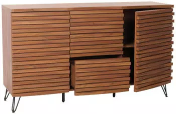 MCW Sideboard MCW-M49 3D-Design MDF/Metall 142x85x44cm Walnuss-Optik (MCW-M49)