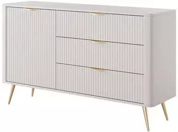 Masseno Lantana Sideboard 138x81x38cm 3 Schubladen 1 T&uuml;r Beige (LANTE D KOMODA 138 D3S BEŻ)