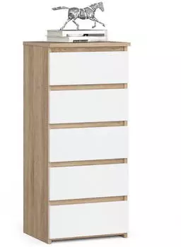 Home Collective Sonoma Kommode 5 Schubladen, 40cm breit, 92cm hoch, Eiche-Weiß (K4359_mfn)