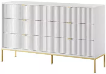 Masseno Stellare Sideboard 6 Schubladen, Weiß/Gold, 154x91x39cm (NOVA KOMODA NKS 154 ZŁOTY STELAŻ BIAŁY)