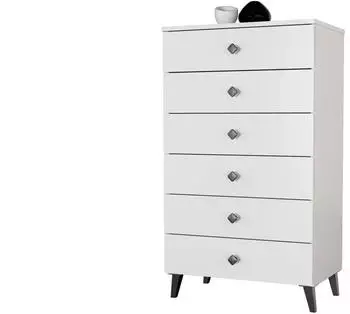 Akord Furniture Factory Mobi Kommode 6 Schubladen, Weiß, 60x104x37cm